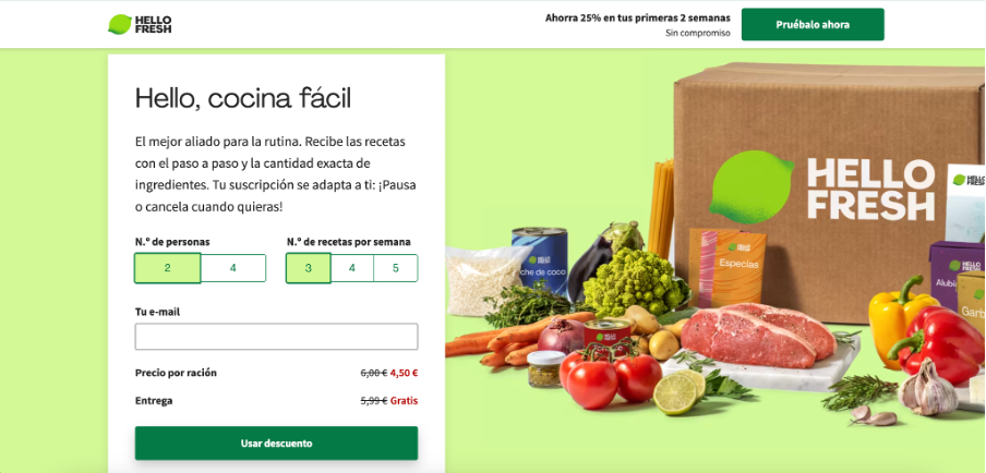 landing page hello fresh