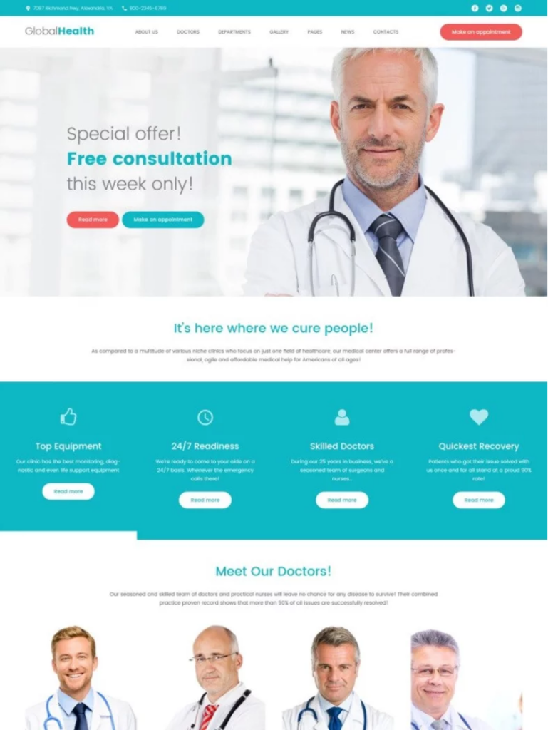 ejemplos de landing page, Global Health