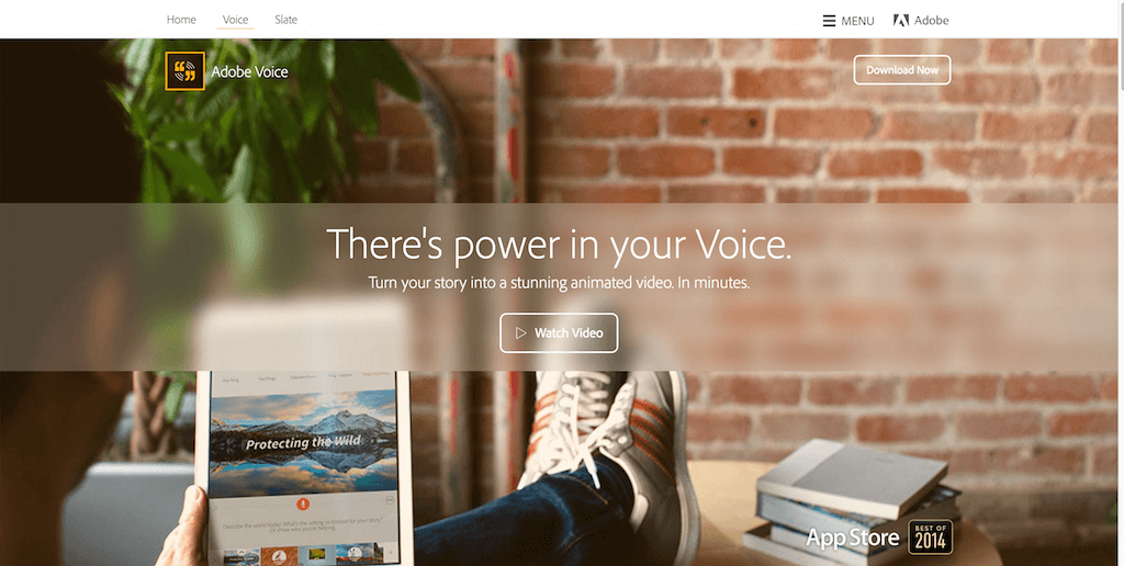 campañas exitosas de landing pages: Adobe Voice