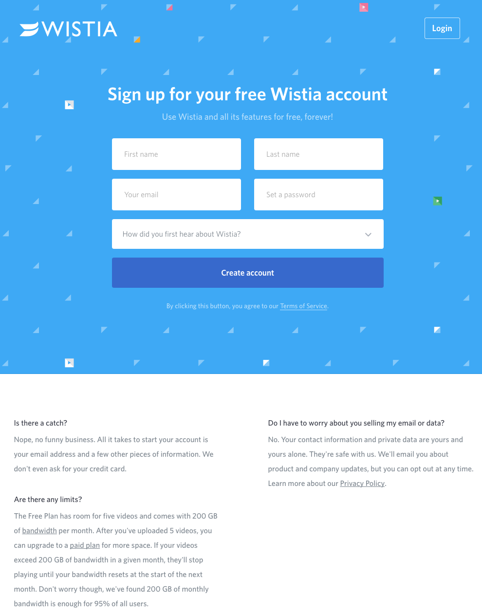 campañas exitosas de landing pages: Wistia