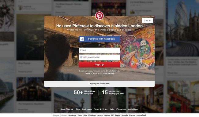 campañas exitosas de landing pages: Pinterest