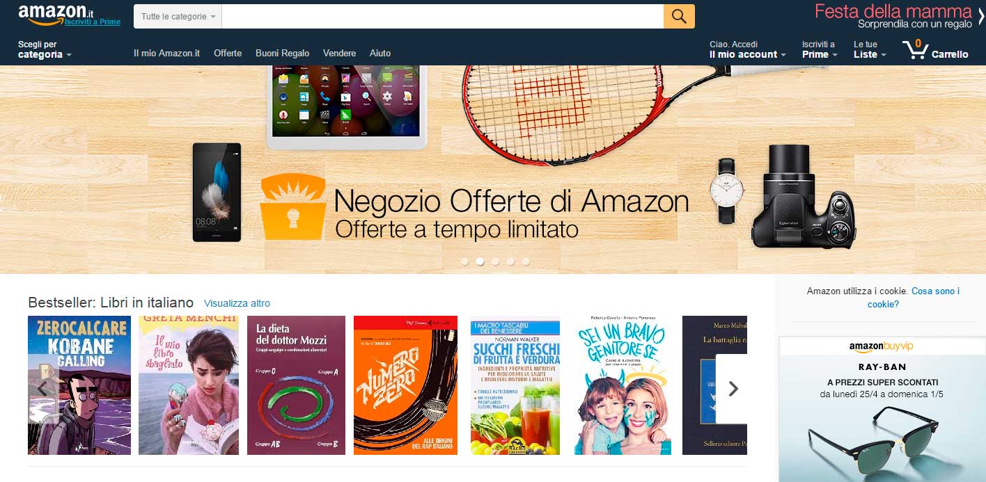 landing page orientate alla vendita: amazon