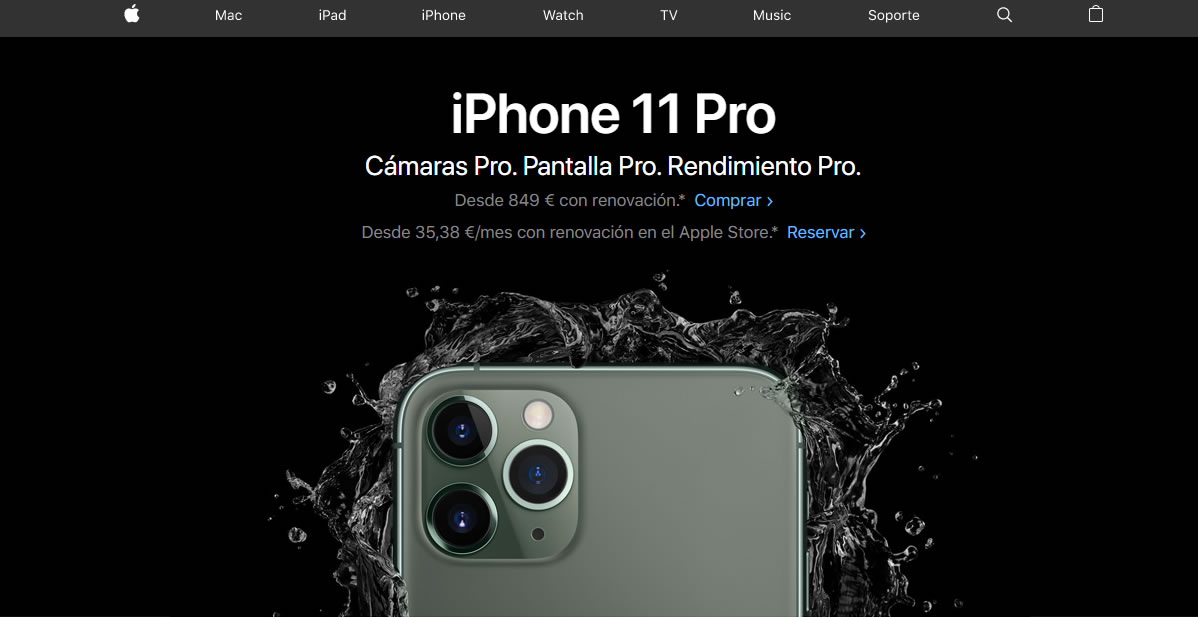 landings pages del sector tecnológico: Apple