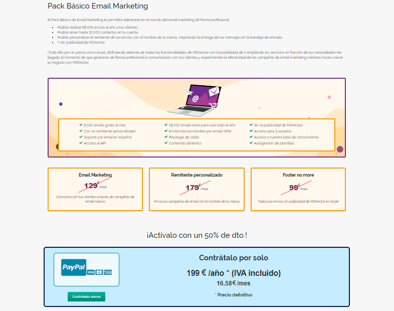 Pack básico de email marketing profesional con MDirector