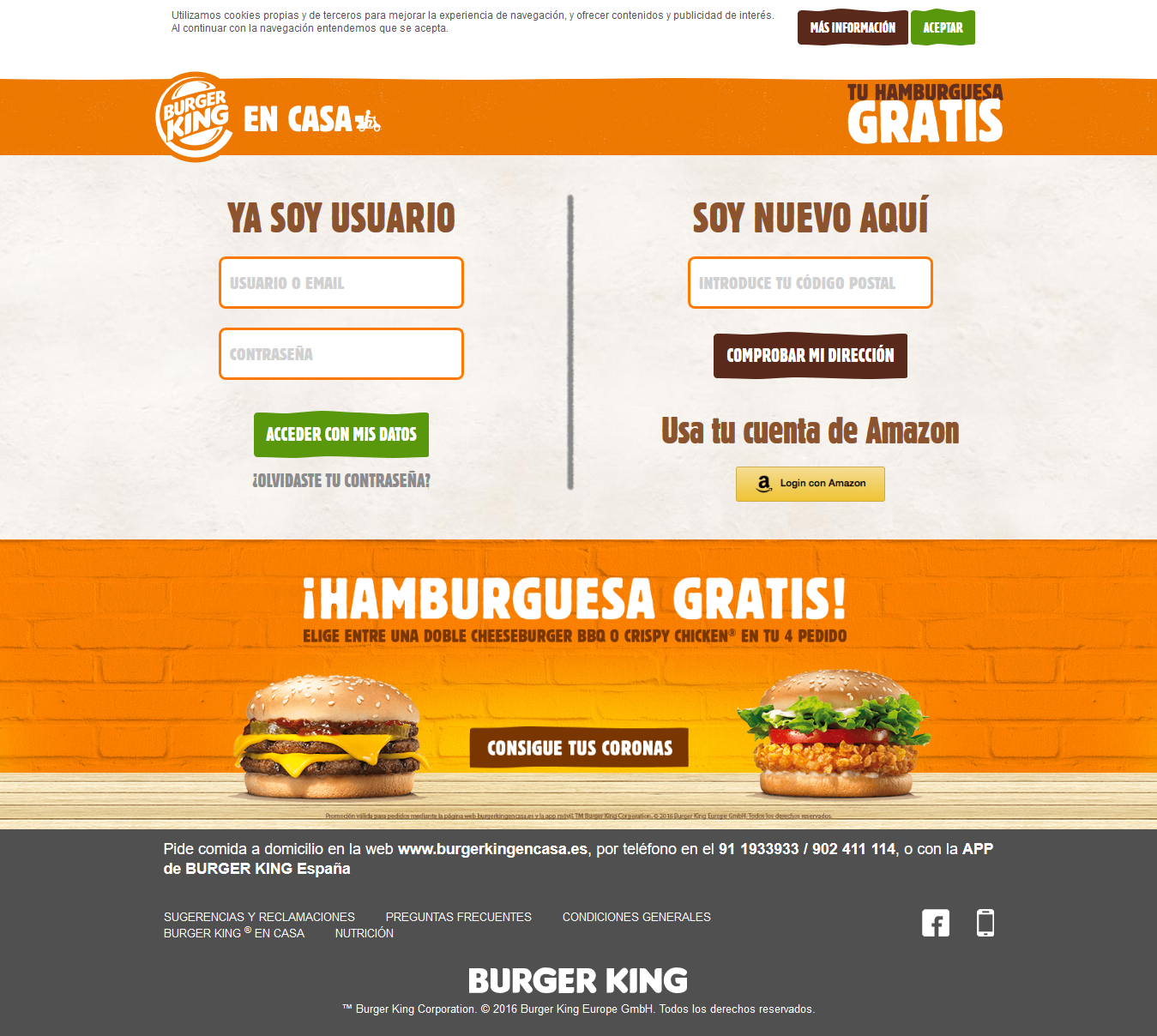 landing pages del sector restauración: Burger King