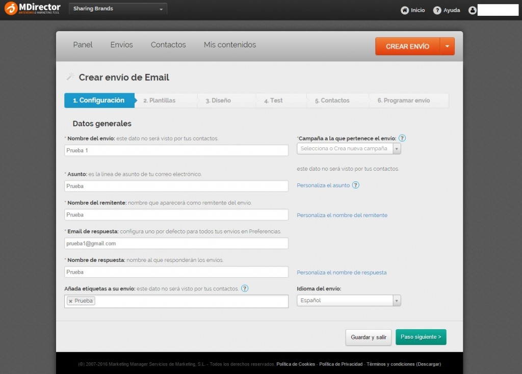 Aprende a dominar nuestro editor de emails en 6 pasos - Configuración