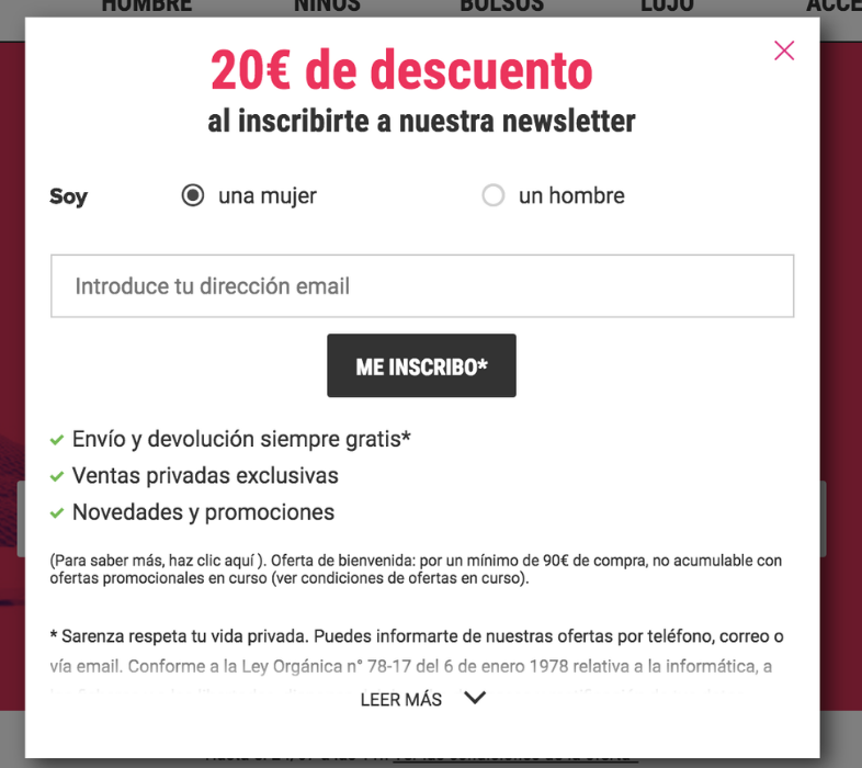 Descuento para incentivar la suscripción