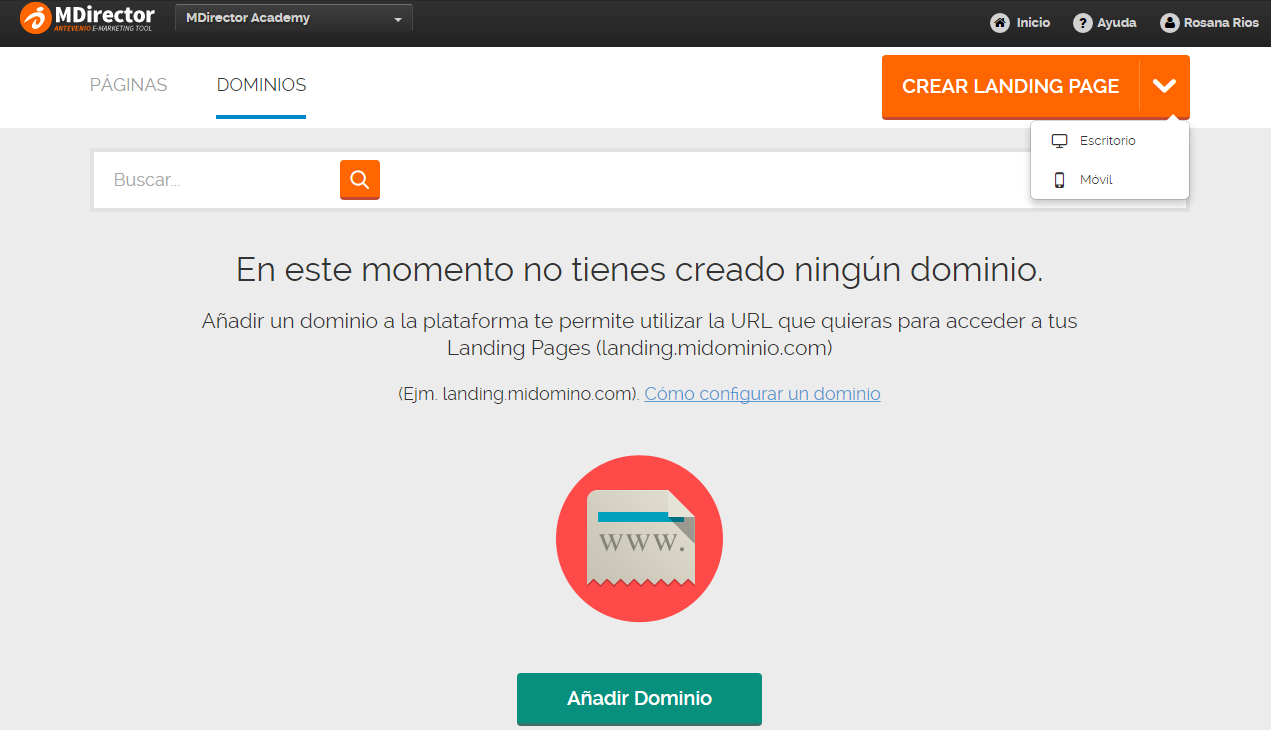 configurar dominios con landing optimizer