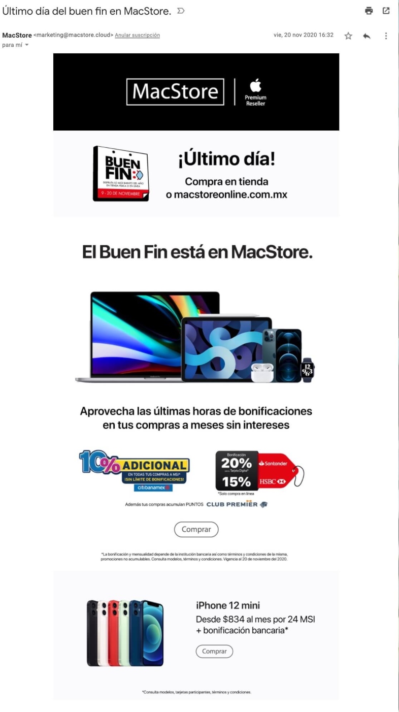 MacStore: emails de última oportunidad