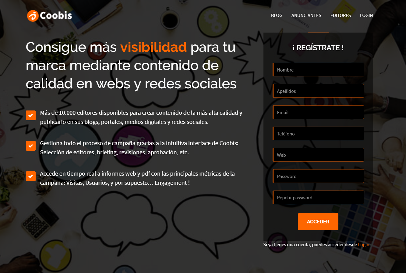 campañas exitosas de landing pages: Coobis