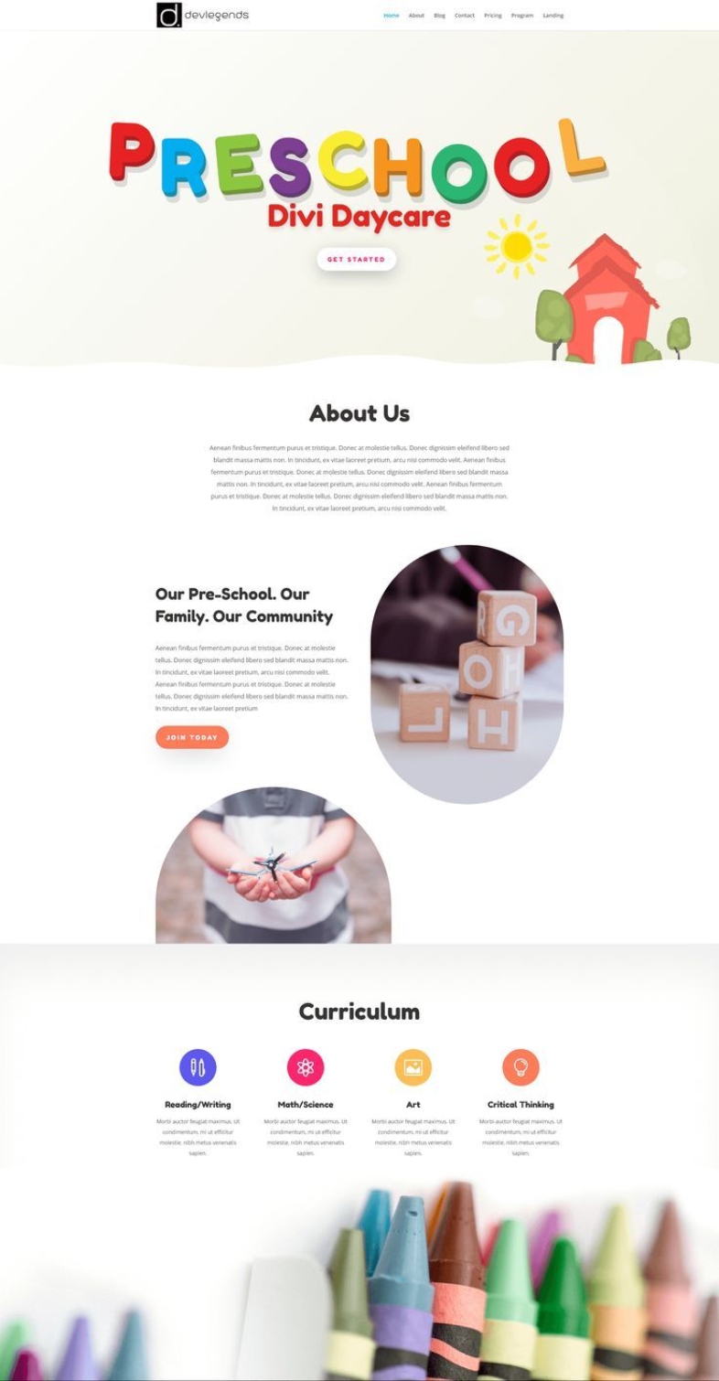 Landing page para escuelas infantiles: DevLegends Preschool