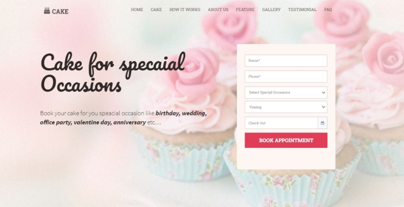 Landing page para pastelería: Cake fo special occasions