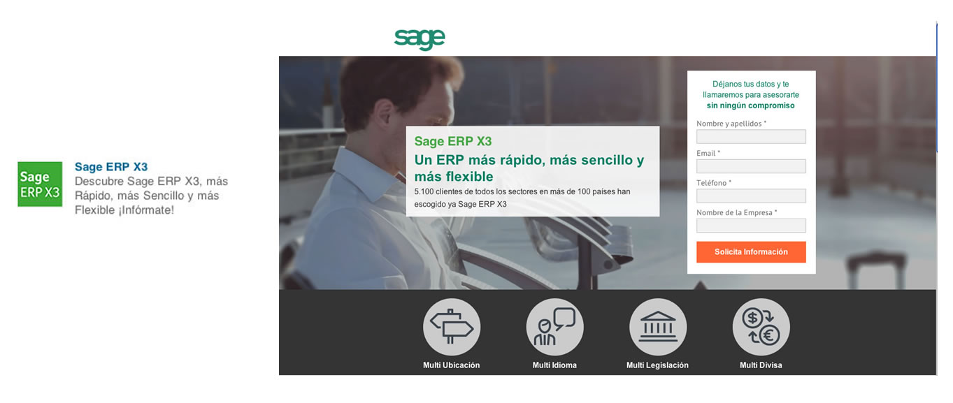 landing page ganadora para LinkedIn Ads: SAGE