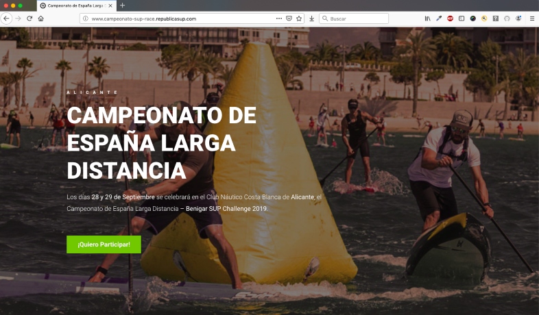 Ejemplos de landing page para el sector deportivo: campeonato de España larga distancia