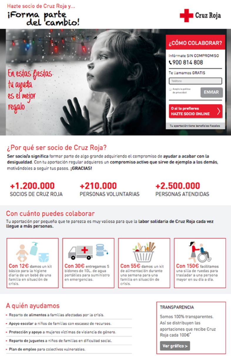 Landing page Cruz Roja