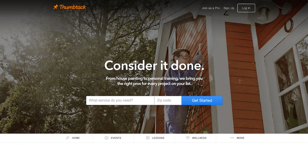 campagne con landing pages di successo: Thumbtack