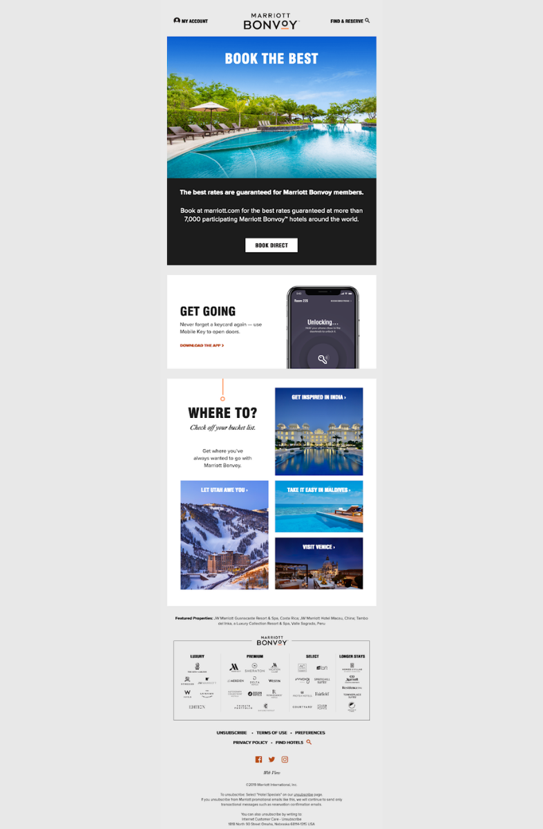 Landing page para hoteles: Marriot Bonvoy