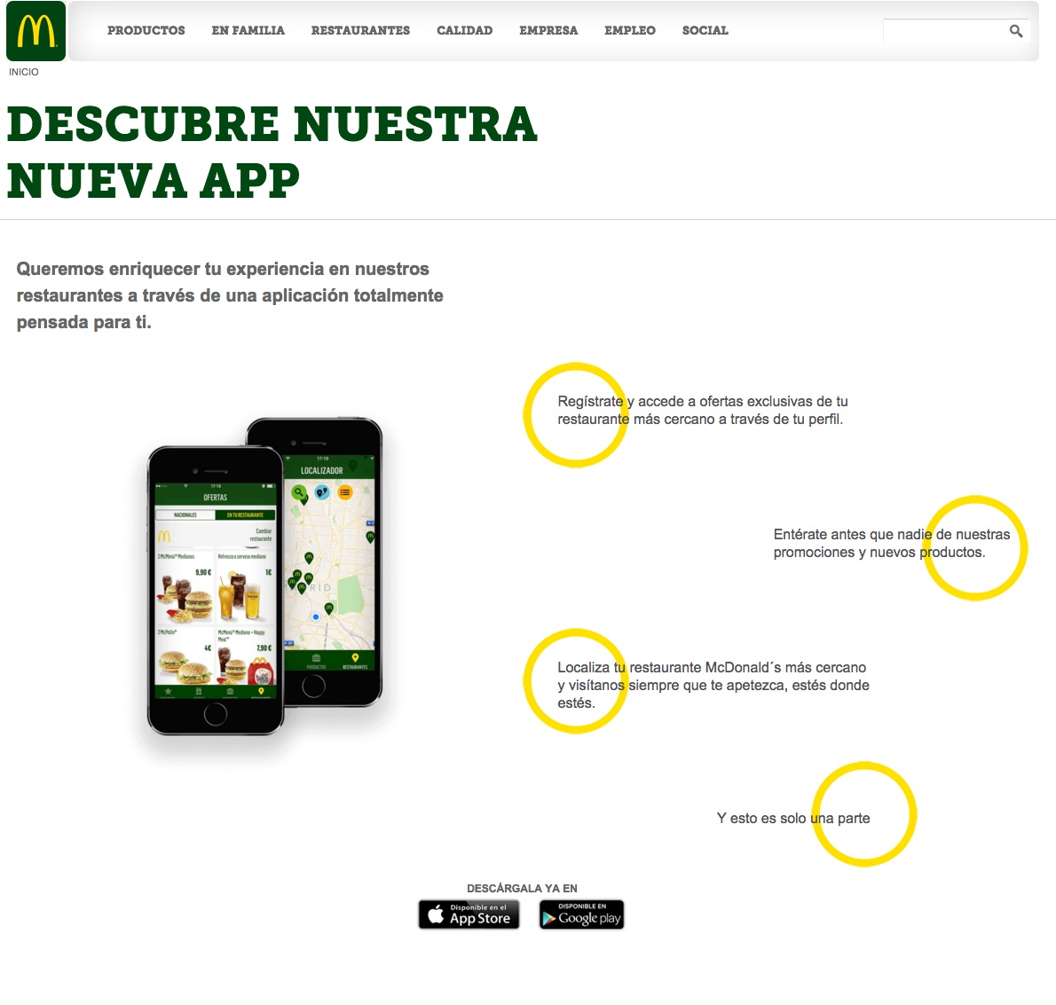 landing pages de restaurantes fast food: McDonalds