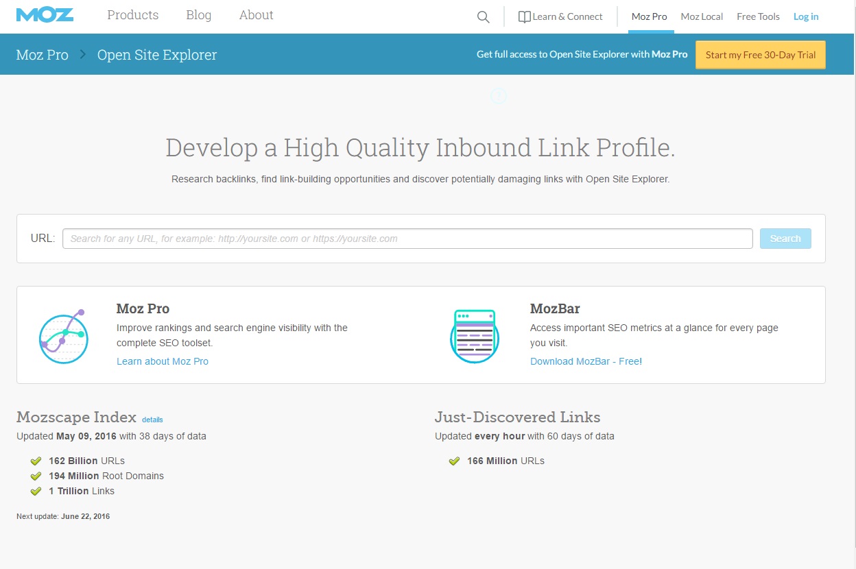 Espiar a los competidores con Moz Open Site Explorer