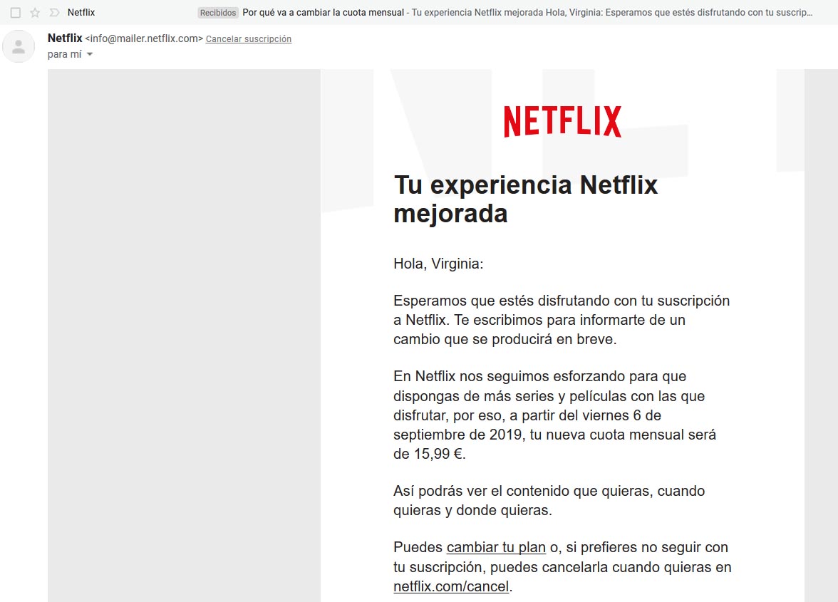 Netflix personalización del preheader