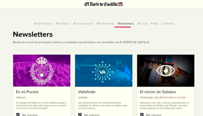 Muestra de newsletters en blog