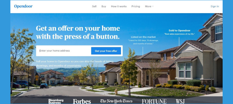 Opendoor: landing page para inmobiliarias