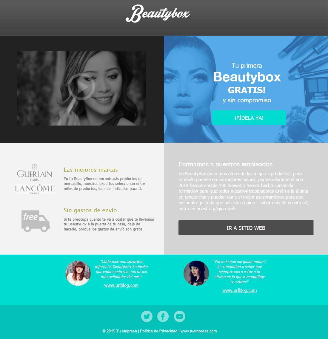 Plantillas gratis para Landing Pages en MDirector: belleza y cosmética