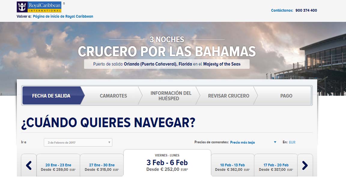 formulario de Royal Caribbean