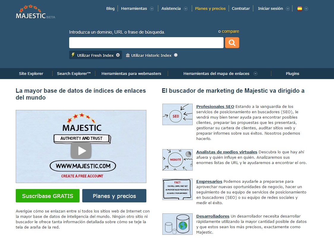 Espiar a los competidores con Majestic SEO