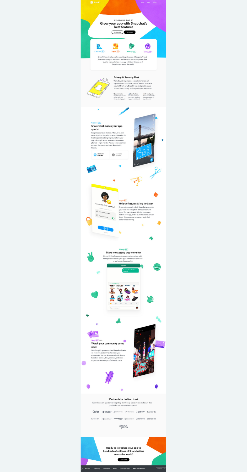 Snapchat landing page