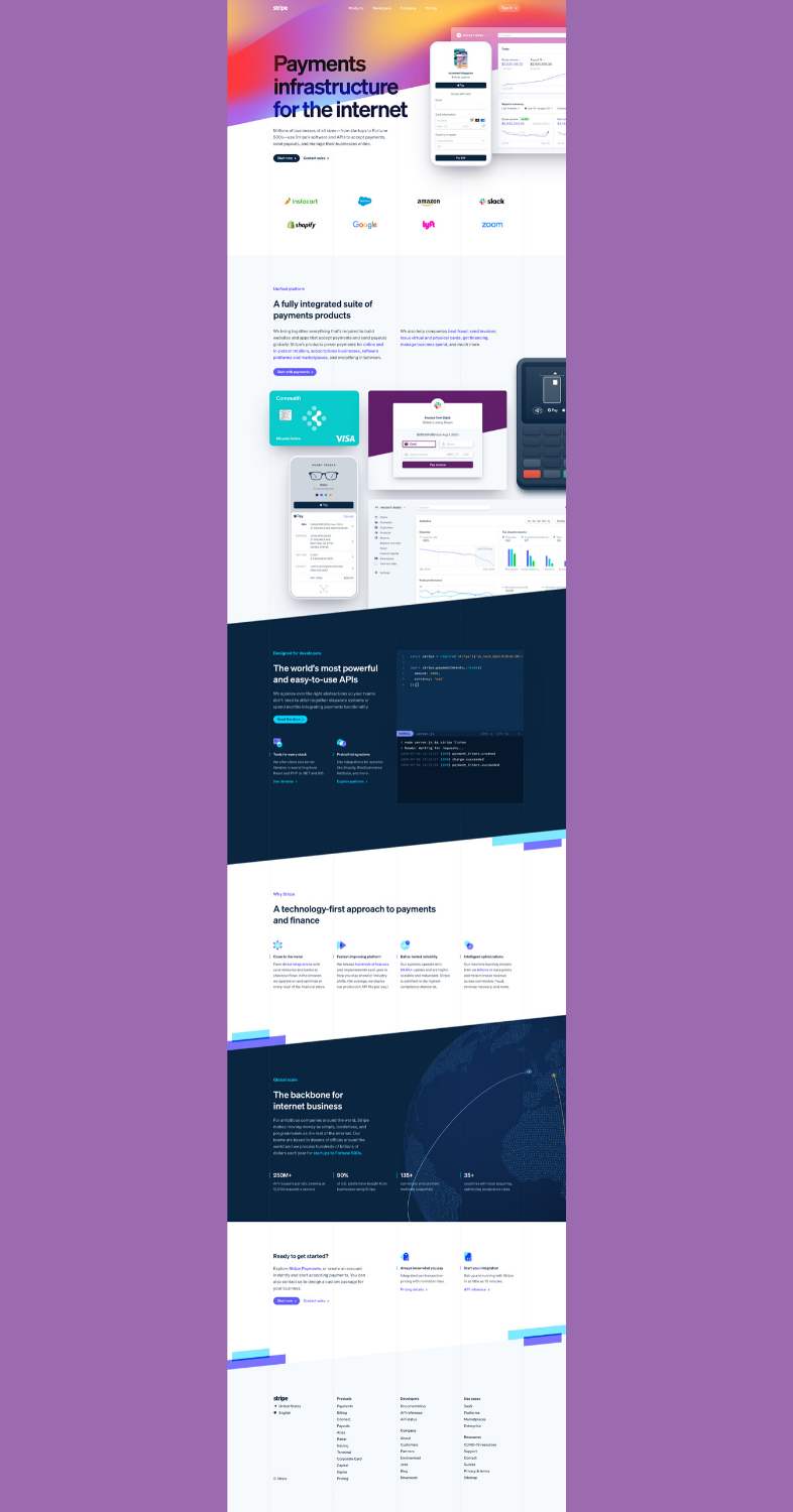 Stripe - las mejores landing pages