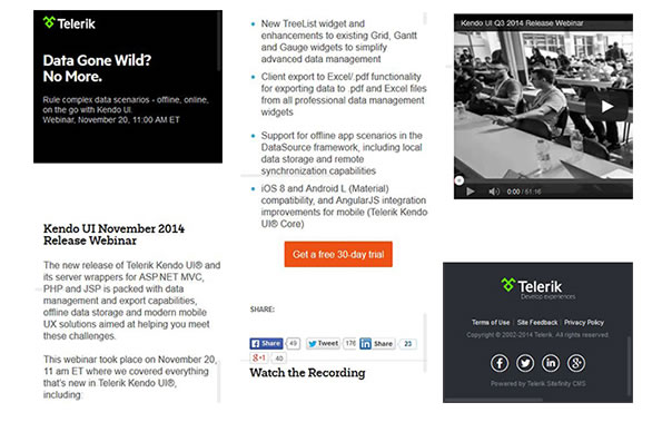 Telerik landing page