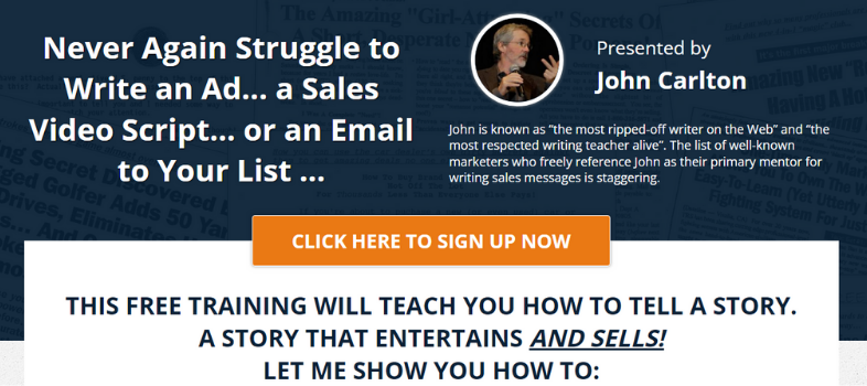 Cursos gratuitos de copywriting: The Simple Writing System de John Carlton