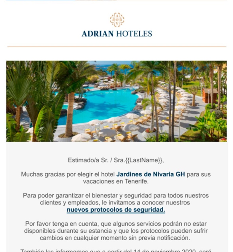 Email de bienvenida hotel