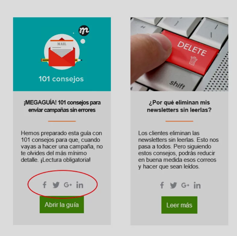 Botones en email marketing