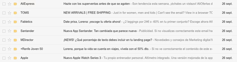 Asuntos email marketing