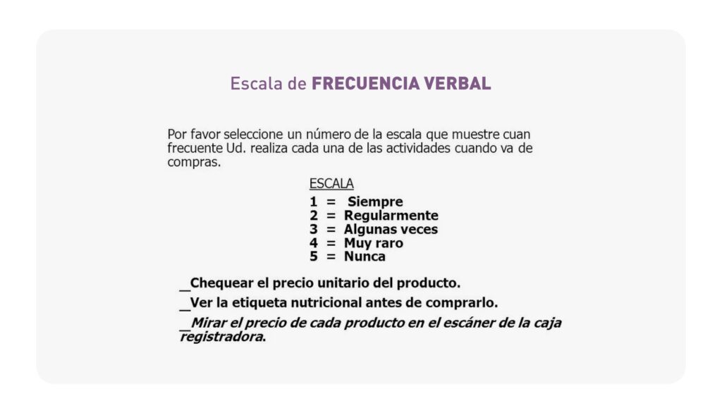 Escala de frecuencia verbal en escala likert