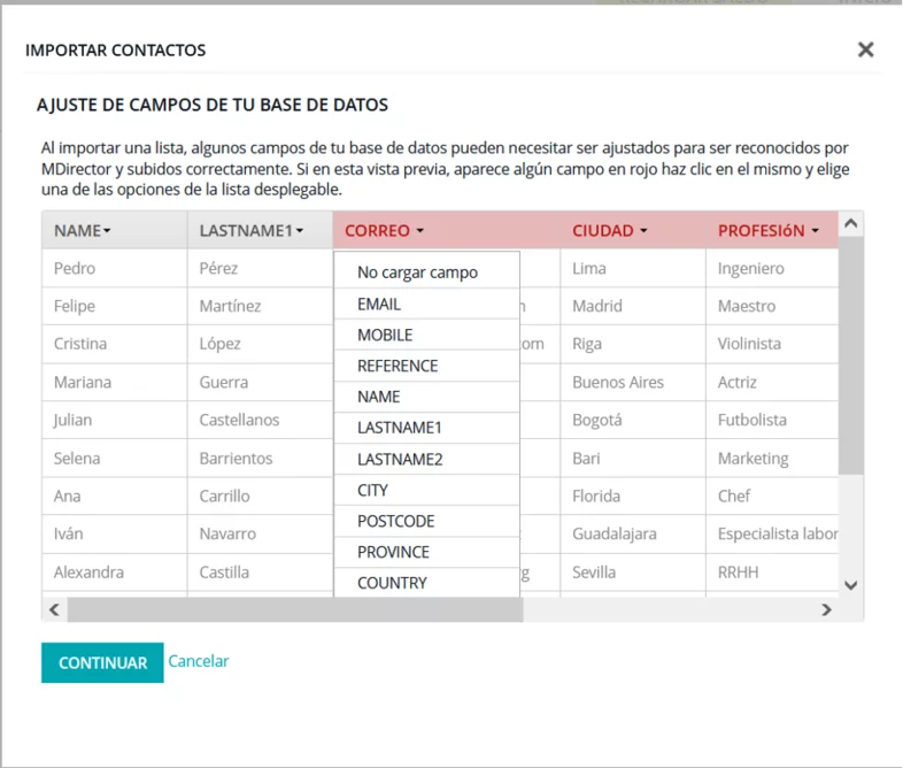 Para poder enviar correos masivos es necesario tener una base de datos actualizada