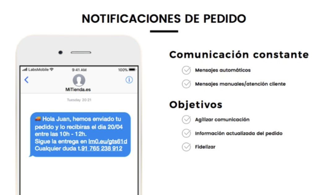 SMS Marketing para ecommerce sobre estado de pedido