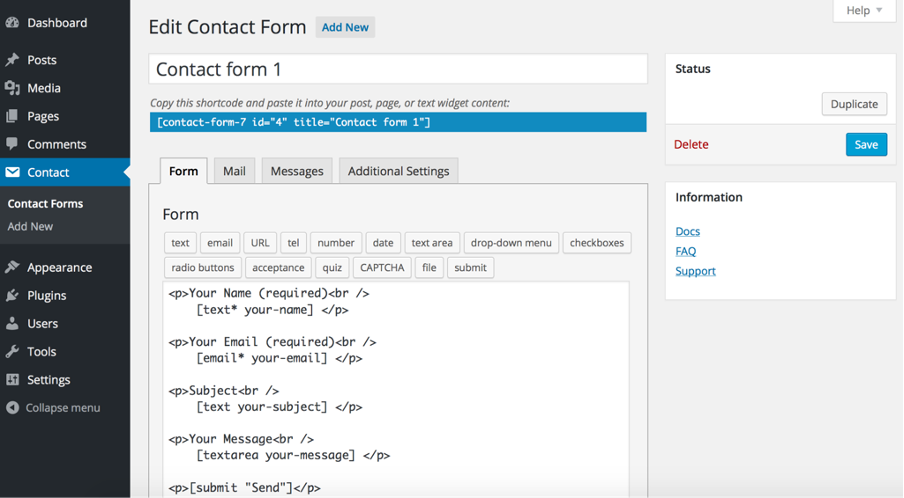 Instalación del plugin contactform7