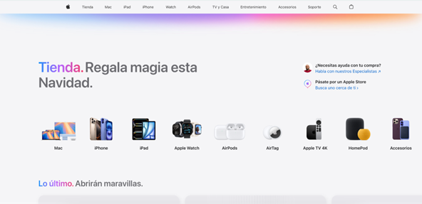 flat design en la web de Apple