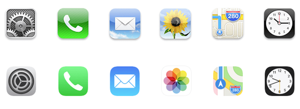 skeuomorfismo vs flat design en Apple