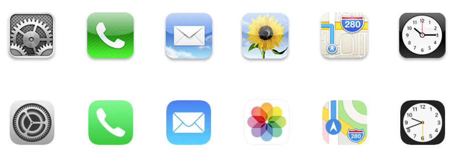 skeuomorfismo vs flat design en Apple